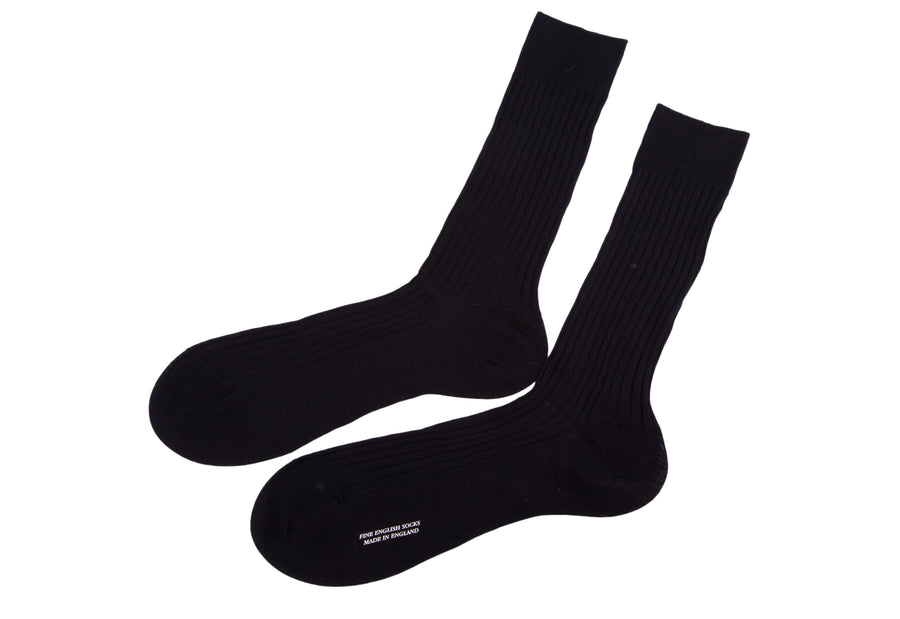 Pantherella Black Ribbed Sock